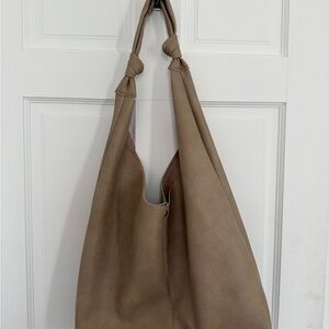 Anthropologie Taupe Knot-Shoulder Hobo Bag